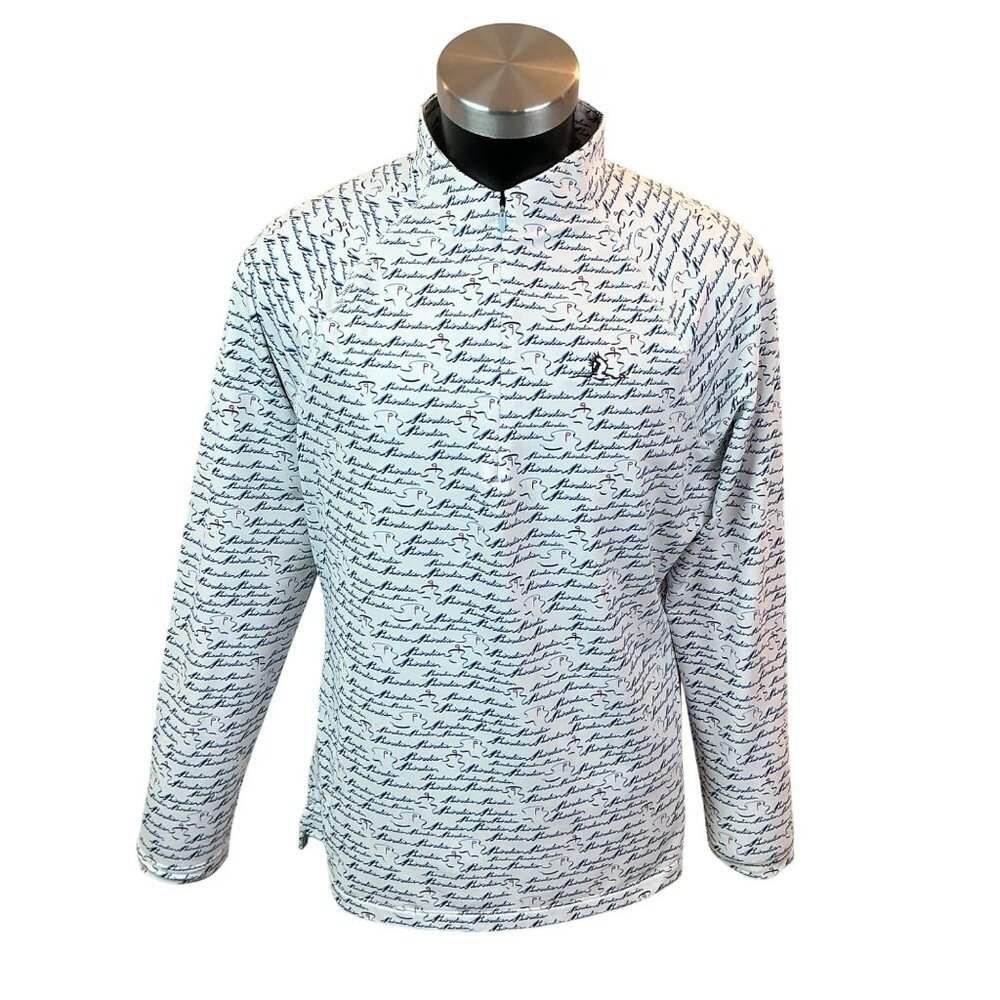 Peter Millar UPF 50+ Mens XL Pullover Golf Shirt With Birdie Script Print